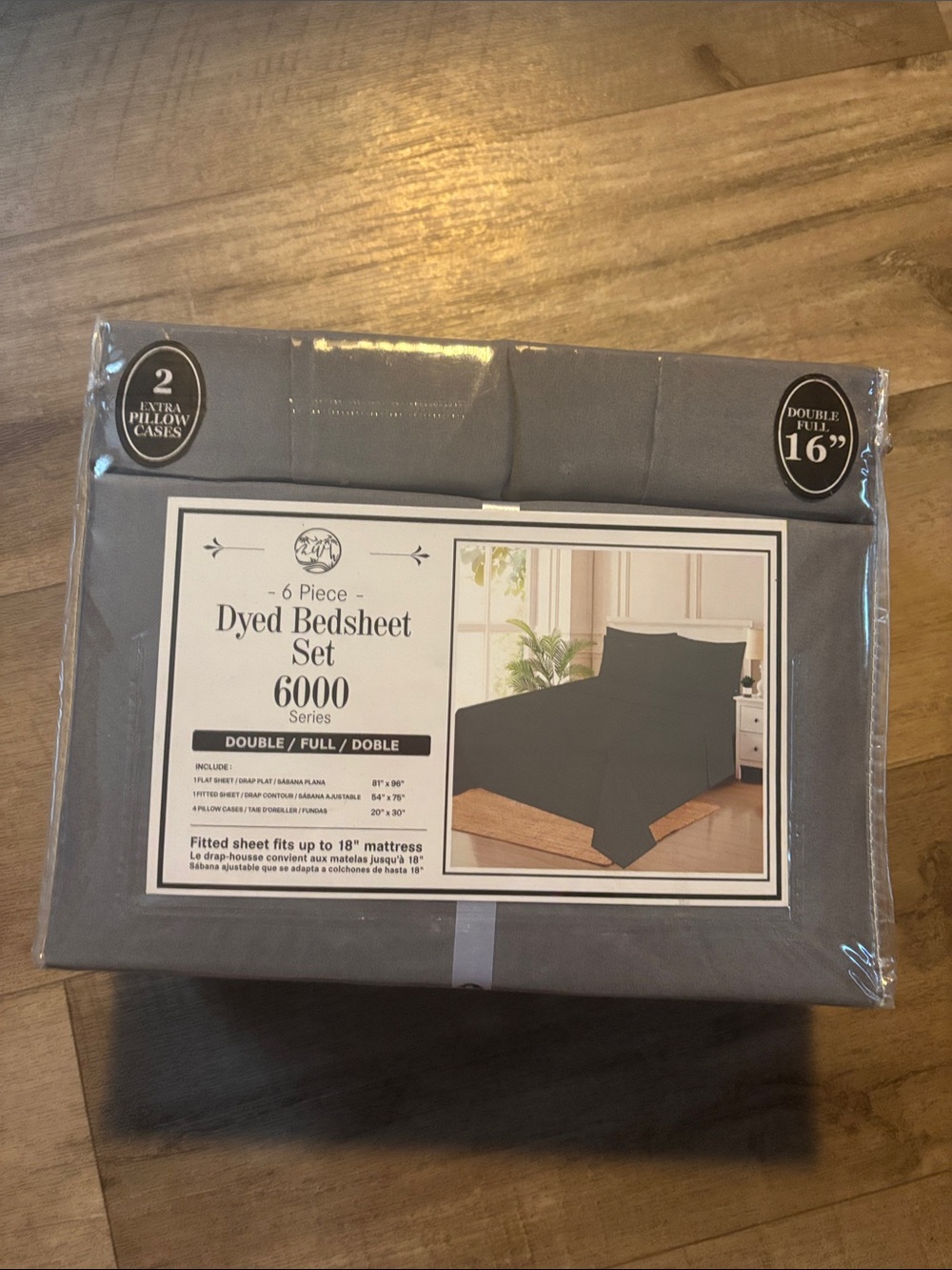 Dyed 6000 Series 6-Piece Bedsheet Set - Charcoal Gray